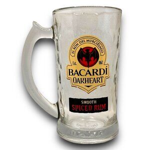 Bacardi Oakheart Spiced Rum Glass Mug With Handle 16 Oz Vintage Style Barware